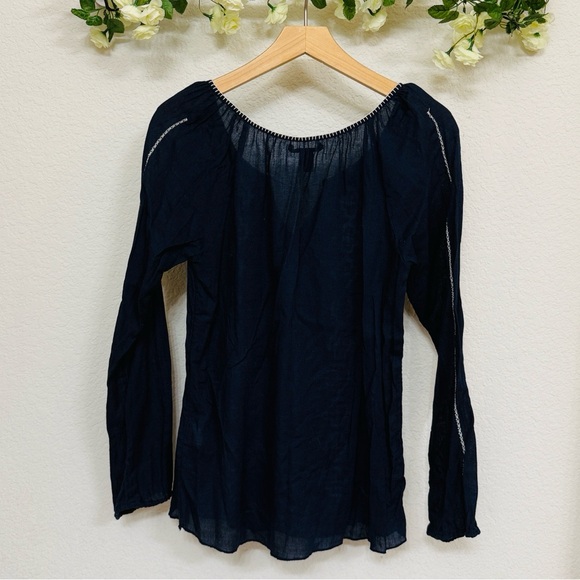 Lucky Brand • Navy Embroidered Blouse - Picture 4 of 4